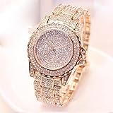TLOOWY Women Ladies Luxury Diamond Bling Bracelet Jewelry Watches Crystal Analog Quartz Dress Wrist Watch (Rose Gold)