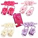 Elesa Miracle Baby Girl Headbands and Barefoot Flower Sandals Value Set, Set of 4 (Set A)