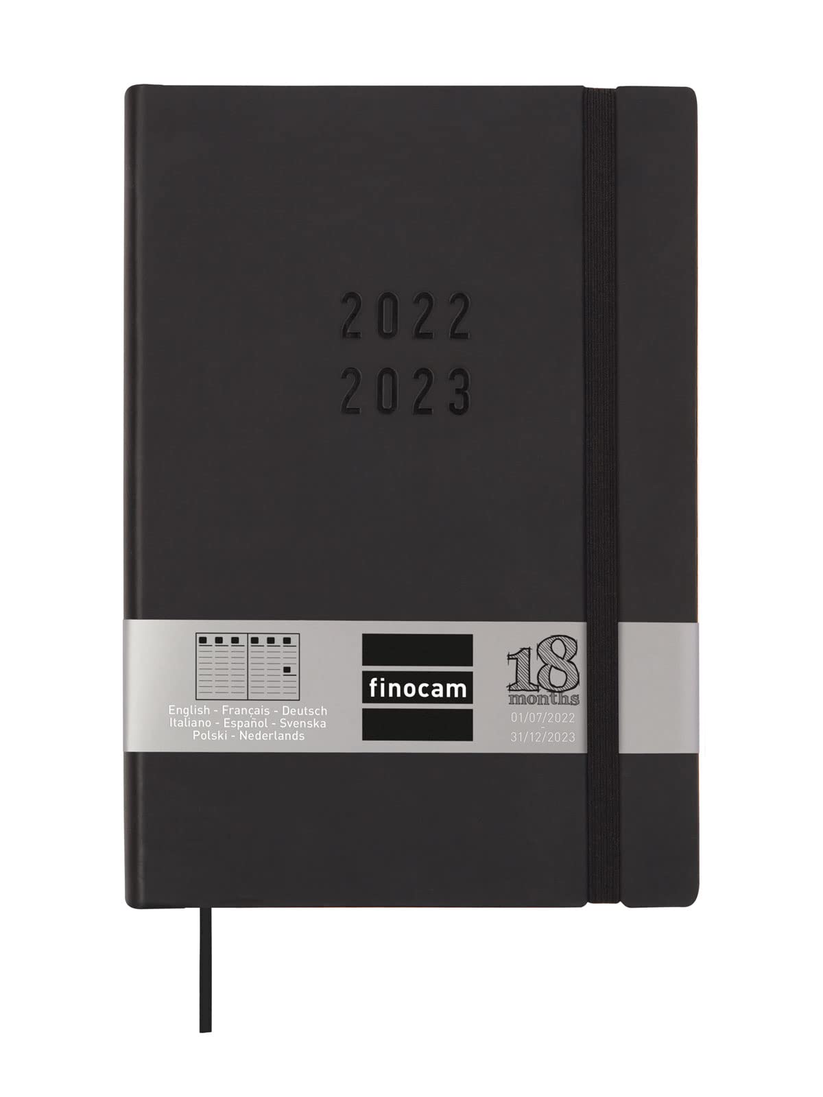 Finocam - Mara 2022 2023 Diary 18 Months Week to View Vertical July 2022 to December 2023 (18 Months) Black International, DIN A5 (Y10-140 x 204 mm)
