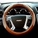 ABN Brown PVC Leather Steering Wheel Cover, 14.75-15” Universal Fit 15-Inch, Two-Toned