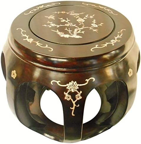 Rosewood Chinese Melon Stool Inlaid Mother of Pearl