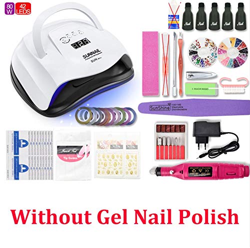 Nail Polish Kit Manicure Set Nail Polish Set UV Extension Gel Electric Manicure Drill Nail Tools 80W Lamp Set No Gel