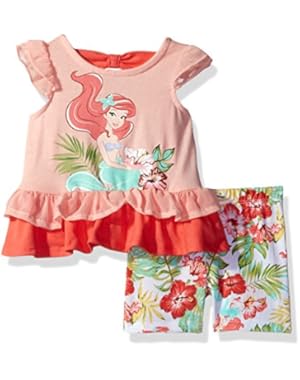 Baby Girls' 2 Piece Ariel the Little Mermaid Bike Short Set