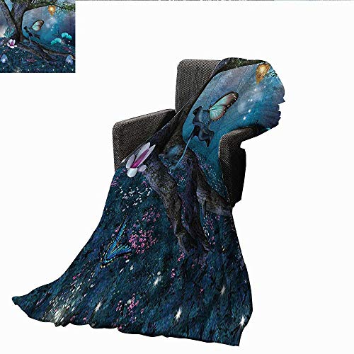 XavieraDoherty Flannel Blanket,Fantasy,Mystical Woods Enchanted,Extra Cozy, Machine Washable, Comfortable Home Decor 70"x90"