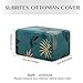 subrtex Printed Slipcover Stretch Ottoman Protector Removable Rectangular Footstool Cover (Green)