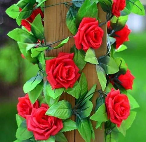 1 X Artificial Rose Silk Flower Green Leaf Vine Garland Home Wall Party Decor Wedding Decal