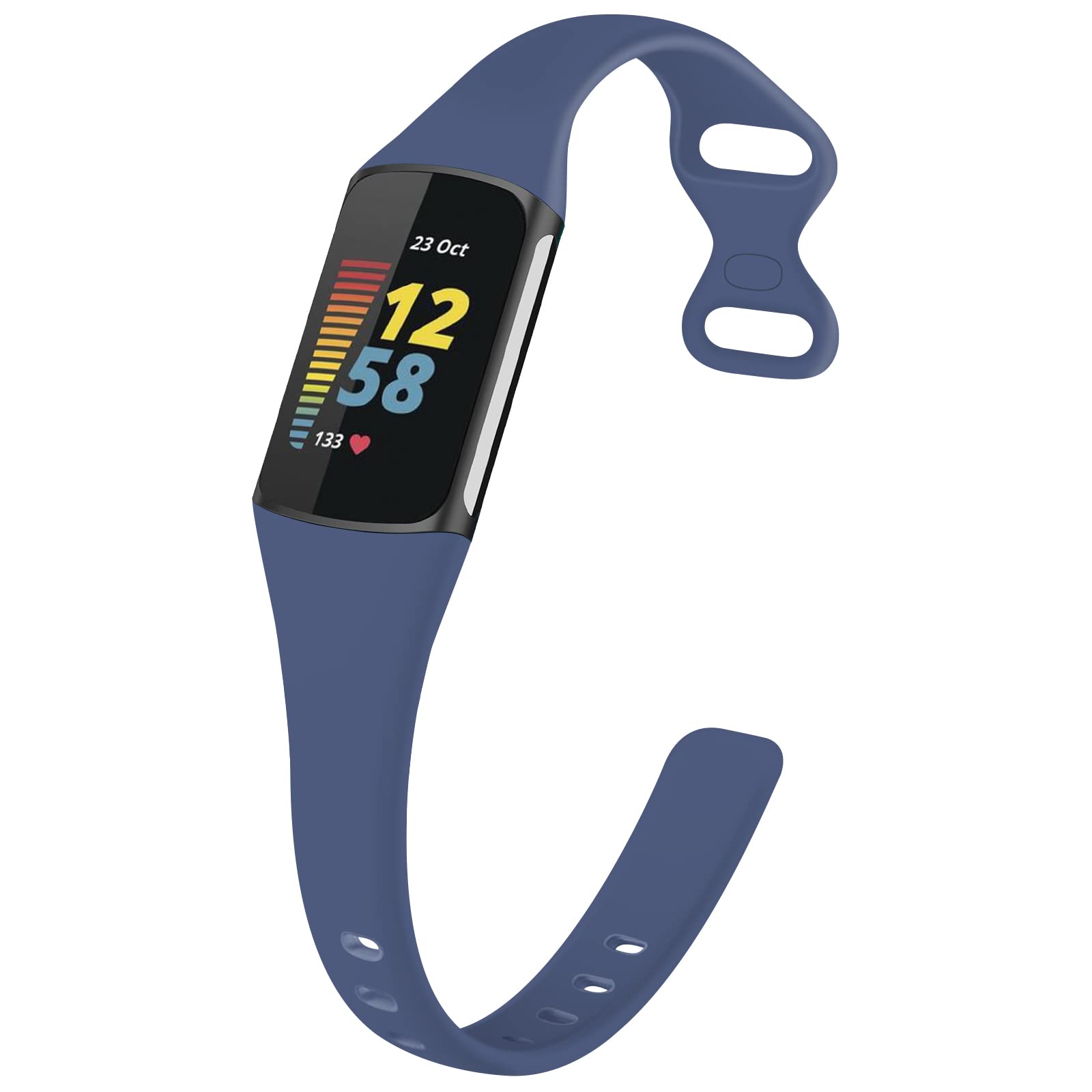 TopPerfekt Slim Straps Compatible with Fitbit Charge 5 Strap Women Men, Adjustable Soft Silicone Sport Replacement Watch Band Straps Wristbands Bracelet for Charge 5 Activity Tracker (Blue gray)