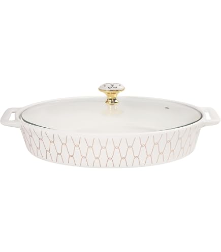 Plat à Gratin Porcelaine Avec Couvercle Verre - 1500 Ml - Base Chauffante Bougies - Pour Buffet Élégant, Fêtes - 10