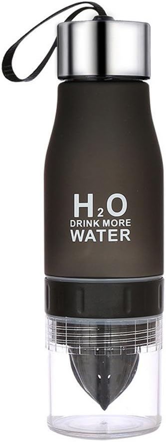 Janly® 700ML Water Bottle Fruit Juice Lemon Infusion Bottle Infuser Drink H2O Plastic Portable Bottle for Water Outdoor Sports Xmas Gift (Black)