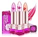 Hosaire 3 Pcs Flower Jelly Lipstick Temperature Color-Changing Lasting Lip Gloss