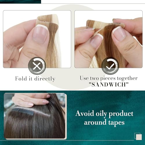 RUNATURE Natural Hair Extensions Adhesive Invisibility 40cm 20pcs 50g #Purple