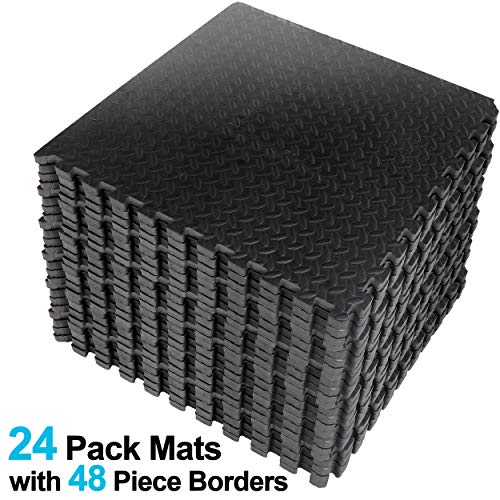 ZENY Gym Flooring Mat Interlocking Foam Mat 24 Floor Tiles 3/4'' Extra