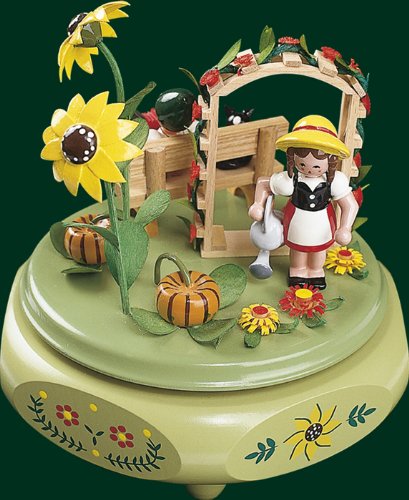 Spieluhr Spieldose Gartenidyll Spielwerk Seiffen 17cm Erzgebirge NEU