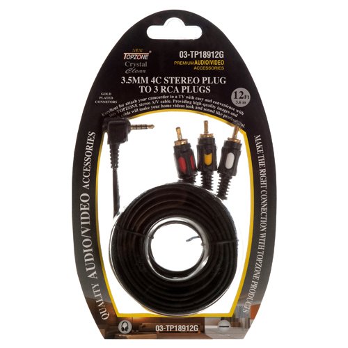 12FT 3.5 mm to 3 RCA AV Camcorder Video Cable