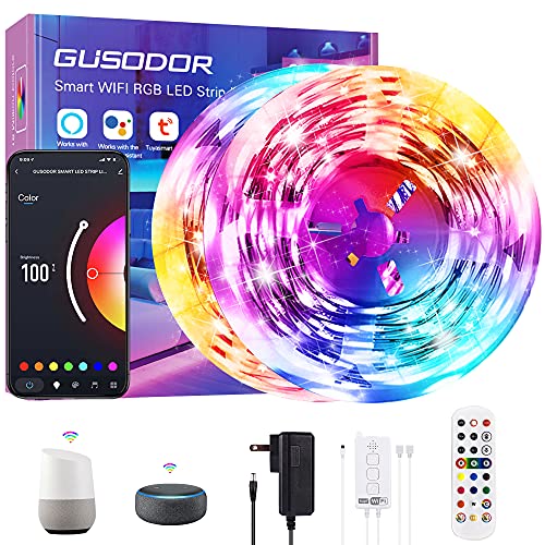 Gusodor Smart WiFi Led Light Strips 65.6ft Led Lights Work with Alexa