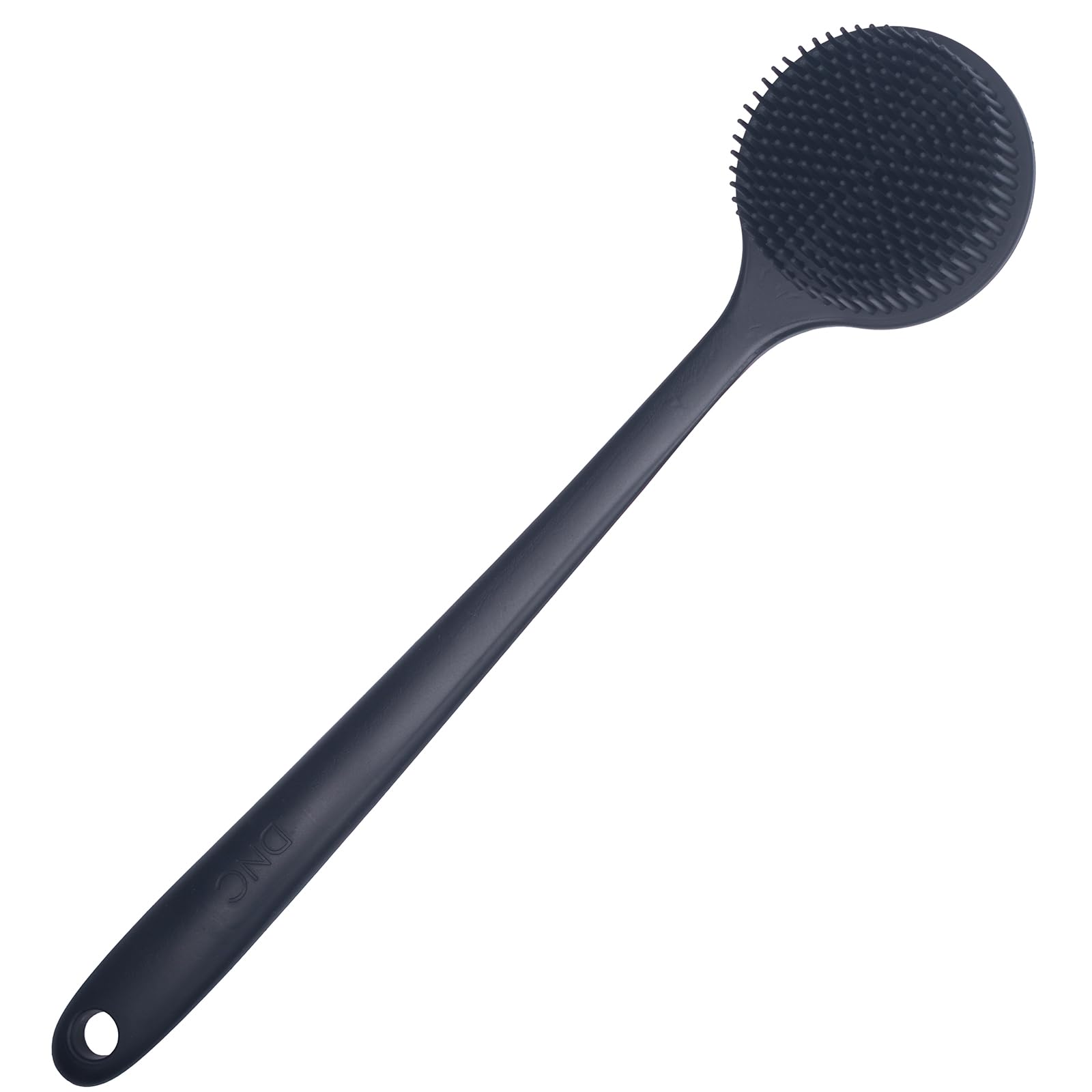 DNC Back Scrubber for Shower Soft Silicone Bath Body Brush with Long Handle (Black)