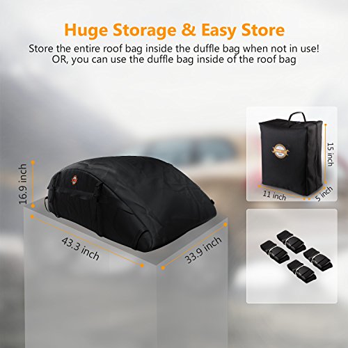 17 Cubic Feet Car Rooftop Cargo Carrier Bag, Soft Roof Top Luggage Bag
