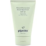 Pipette Mineral Sunscreen, SPF 50 Broad Spectrum Baby Sunblock with Non-Nano Zinc, UVB/UVA Non-Toxic Sun Protection for Kids 