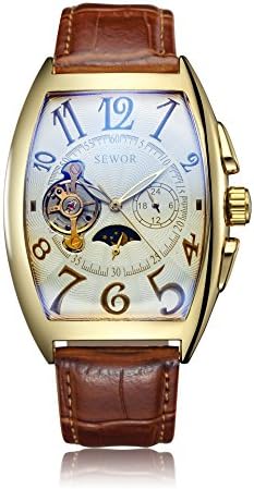 SOAO Men Watches Automatic Mechanical Wrist Watch Moon Phase Design For Business Men