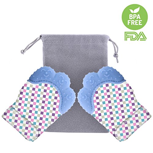 image for Teething Mitten, Hmane 1 Pair /2pcs Baby Self-soothing Teether Gum Pai
