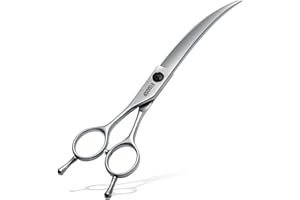 FOGOSP Professional Left Handed Curved Dog Grooming Scissors for Lefty Groomers 35° Arc Grooming Shears for Dogs Pet Cat Japanese 440C Sharp and Durable(7.5 in,Lefty)