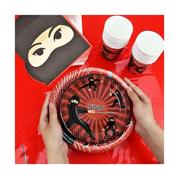75 Piece Ninja Party Tableware Set, Including Plates,Cups,Napkins,and Paper straws,Ninja Disposable Cutlery Set,for…
