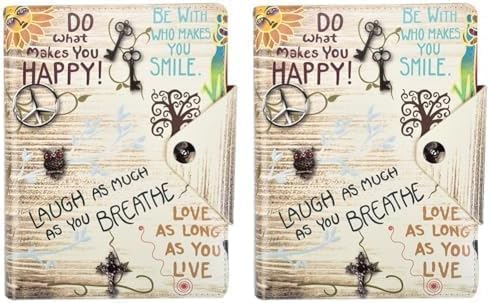 Arpan A5 Executive Personal Organiser Ruled Notebook, Life Inspirational Slogans'' Padded Leather Cover with Stud Button Closure (Slogan Cream) (Pack of 2) — image 1