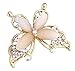 JQUEEN Classic Multilayer 3D Butterfly Gold Plated Marquise Opal Crystal Rhinestone Brooch Pin Jewelry