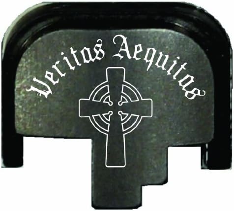Rear Slide Cover Plate Laser Engraved for Smith &amp; Wesson M&amp;P Veritas Aequitas Large cross