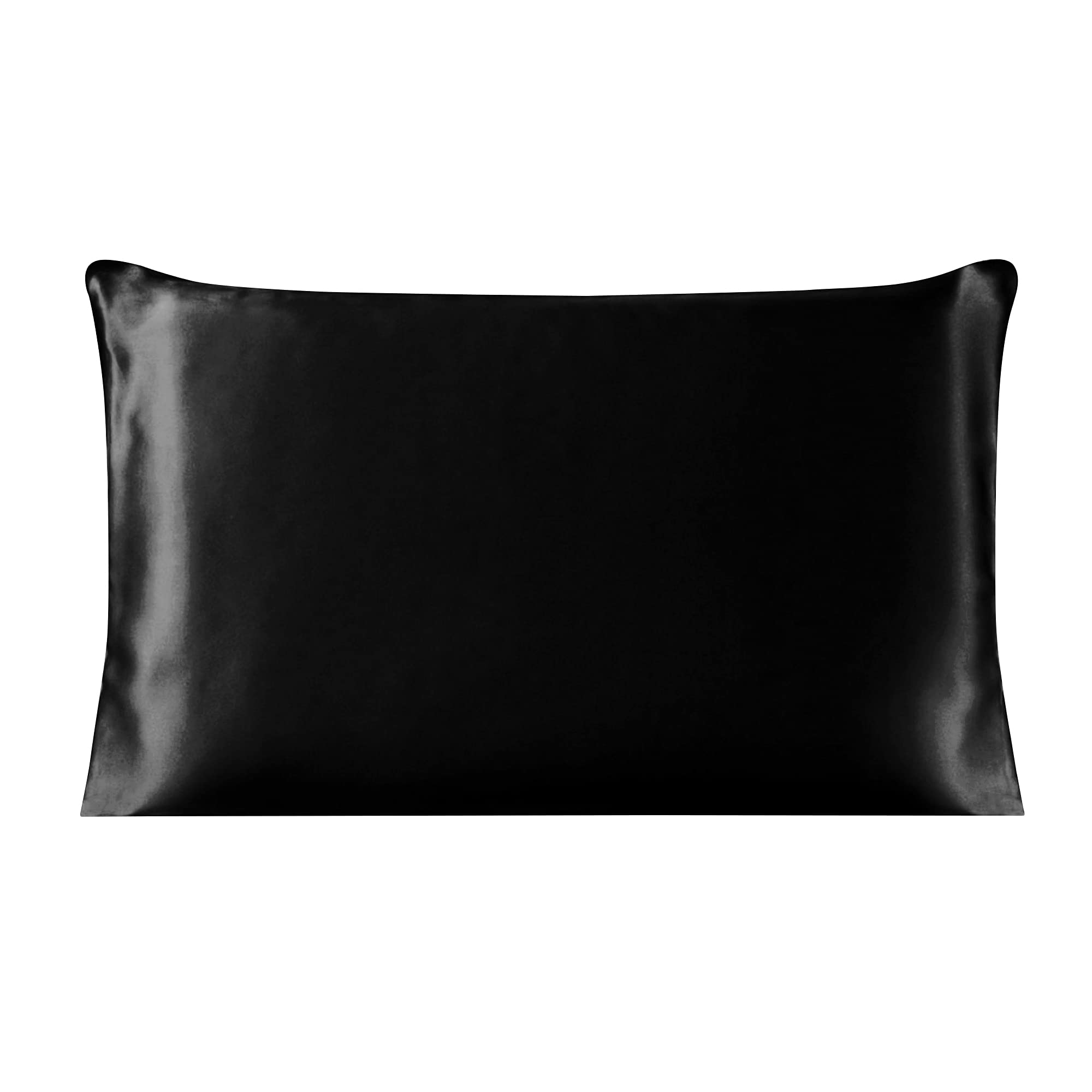 Sourcingmap 100% Pure Mulberry Charmeuse Silk Pillowcase Pillow Case Cover for Hair & Skin 19 Momme 350tc King Size 20x36 Inch/51x91cm Black (1-Piece)