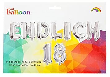 Ballon Girlande 18 Geburtstag Endlich 18 In Silber Happy
