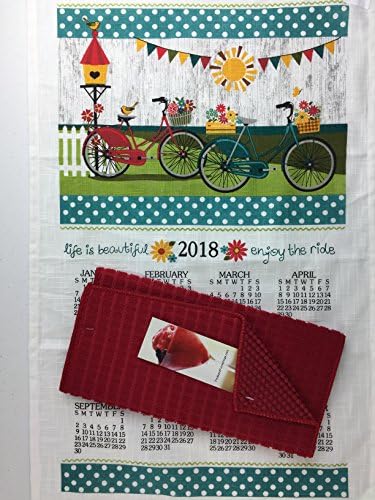 2018 Enjoy The Ride Calendar Towel &amp; Kitchen Drying Mat Bundle Kitchen Linen Calendar Towel and Kitchen Dish Drying Mat 3 Piece Bundle