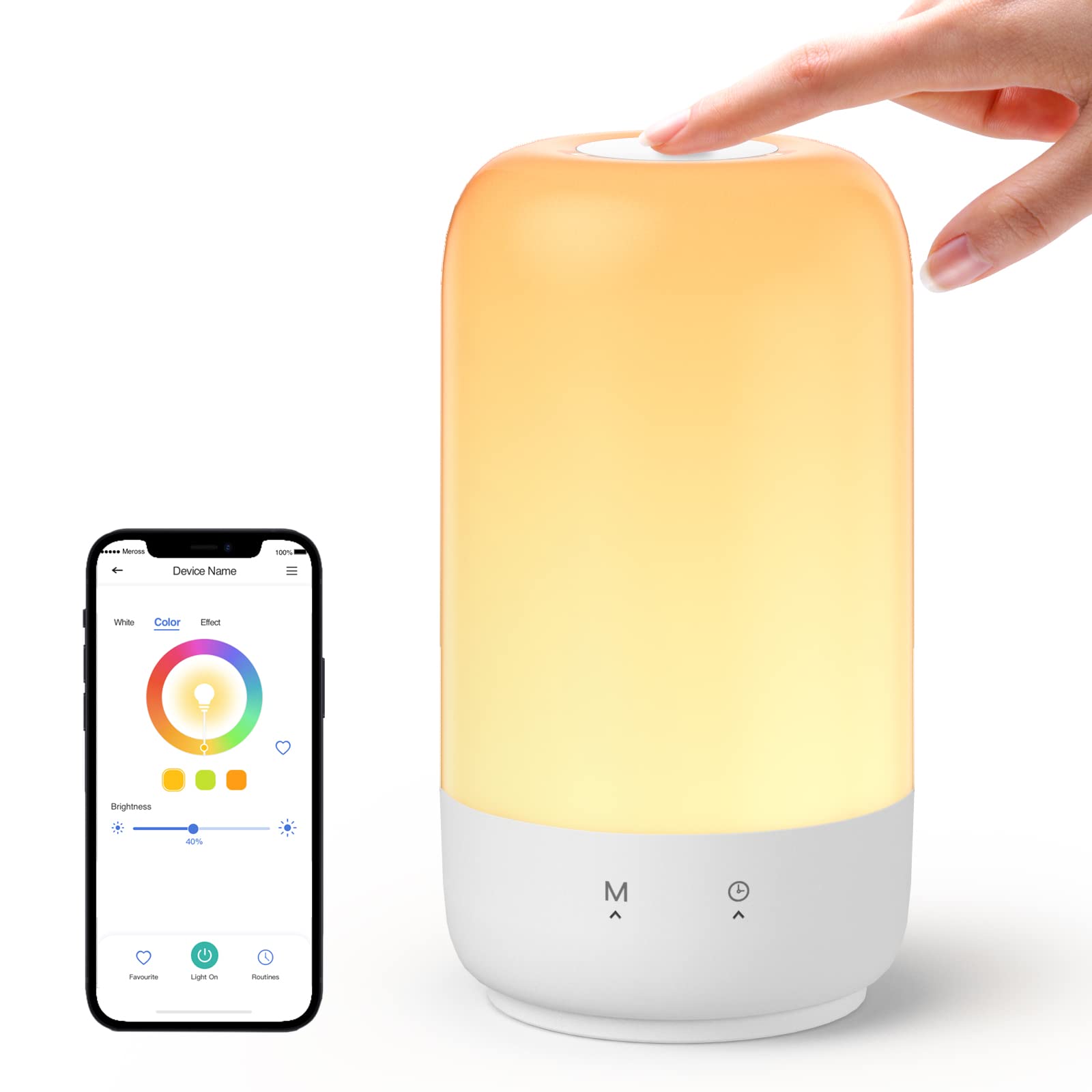 meross Smart Table Lamp for Bedroom, Bedside Lamp Support Apple Homekit and Alexa,Tunable White & Multi-Color, WiFi LED Nightstand Lamp,Touch Control, Voice and APP Control