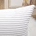Home Brilliant Pillow Covers 18x18 Striped Corduroy Velvet Cushion Covers Set of 2 Square Decorative Pillowcase, 18 x 18 inch, Creamy White