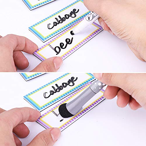 Magnetic Dry Erase Labels, Opret 32pcs Name Tags (3.3x1.2 inches) Blank Name Plates Whiteboard Magnet for Classroom, Office and Home