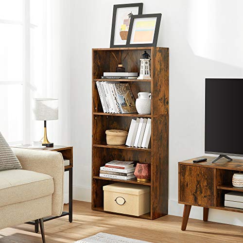 VASAGLE Bookshelf, 5Tier Open Bookcase with Adjustable Storage Shelves
