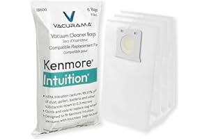 Vacurama Premium IB600 HEPA Vacuum Bags Compatible for Hypoallergenic Kenmore Intuition Upright BU4022, BU4020, BU4018, BU4050, BU3040, Vacmaster 521355, Tear-Resistant Non-Woven Cloth Material - 6 Pk