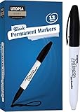 ArtFrenzy Black Permanent Markers - Durable Markers Set - Pack of 12 - Quick Drying Non-Toxic Ink - by Utopia Home