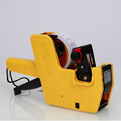 Zorpia Mx-5500 Single Row Labeler Price Tag Label Gun Plastic 8 Digits Hand Price Labeller Tag Gun+ Ink Roller + Single Row Label Paper Price Sticker Roll for Offices & Markets (Yellow) - Thumbnail 6