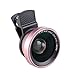 Cozy Blue Selfie Phone Lens 2 in 1 Clip-on Lens Kit 0.6X Super Wide Angle & 15X Macro Phone Camera Lens for iPhone X 8/7/6/5,iPad Android Smartphone Mobile Phone(Pink)