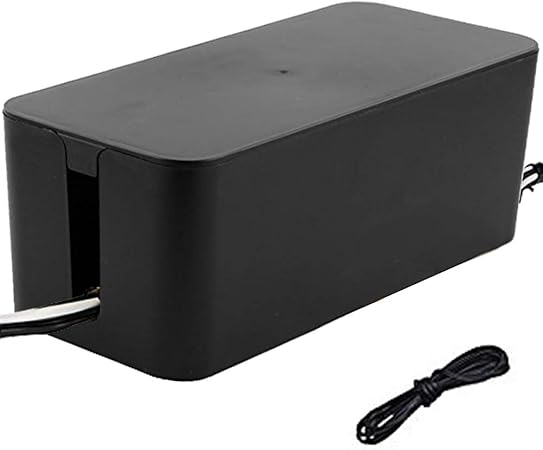 Amazon プラスチックワイヤー収納ボックス電源ライン コンセント 収納整理箱ケーブル収納ケースジャンクションボックス電源コード収納ボックス 黒 1個 配線アクセサリー 文房具 オフィス用品