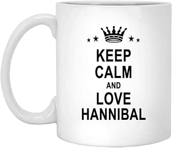 Hannibal Name Gifts - Mantenga la calma y ame Hannibal Large Tea Mug