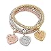 Long Way Women Gold Silver Rose Gold Plated Corn Chain Hollow Out Heart Charm Bracelet