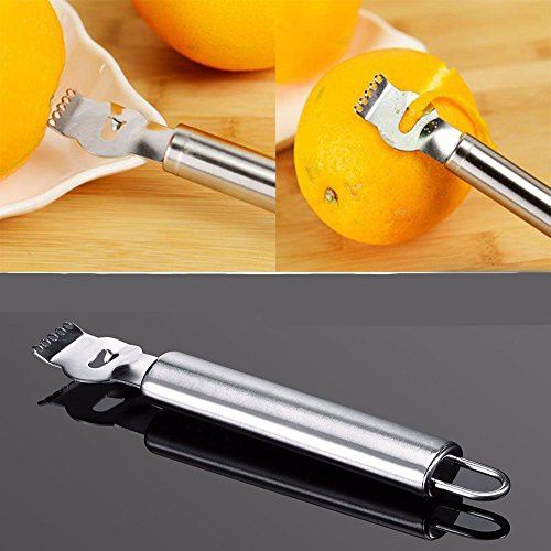 Genenic 2 Pack Stainless Steel Lemon Zester Grater with Channel Knife and Hanging Loop