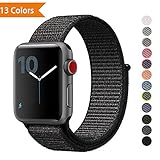 YOUKEX Watch Strape Wrist-Band Compatible with Apple Watch 38mm 42mm, Soft Nylon Sport Loop, Replacement Band for iWatch Series 1, Series 2, Series 3, Series 4, Sport, Edition 38MM Black