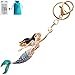Bolbove Pretty Mermaid Sparkling Charm Blingbling Keychain Crystal Rhinestone Pendant (Blue)