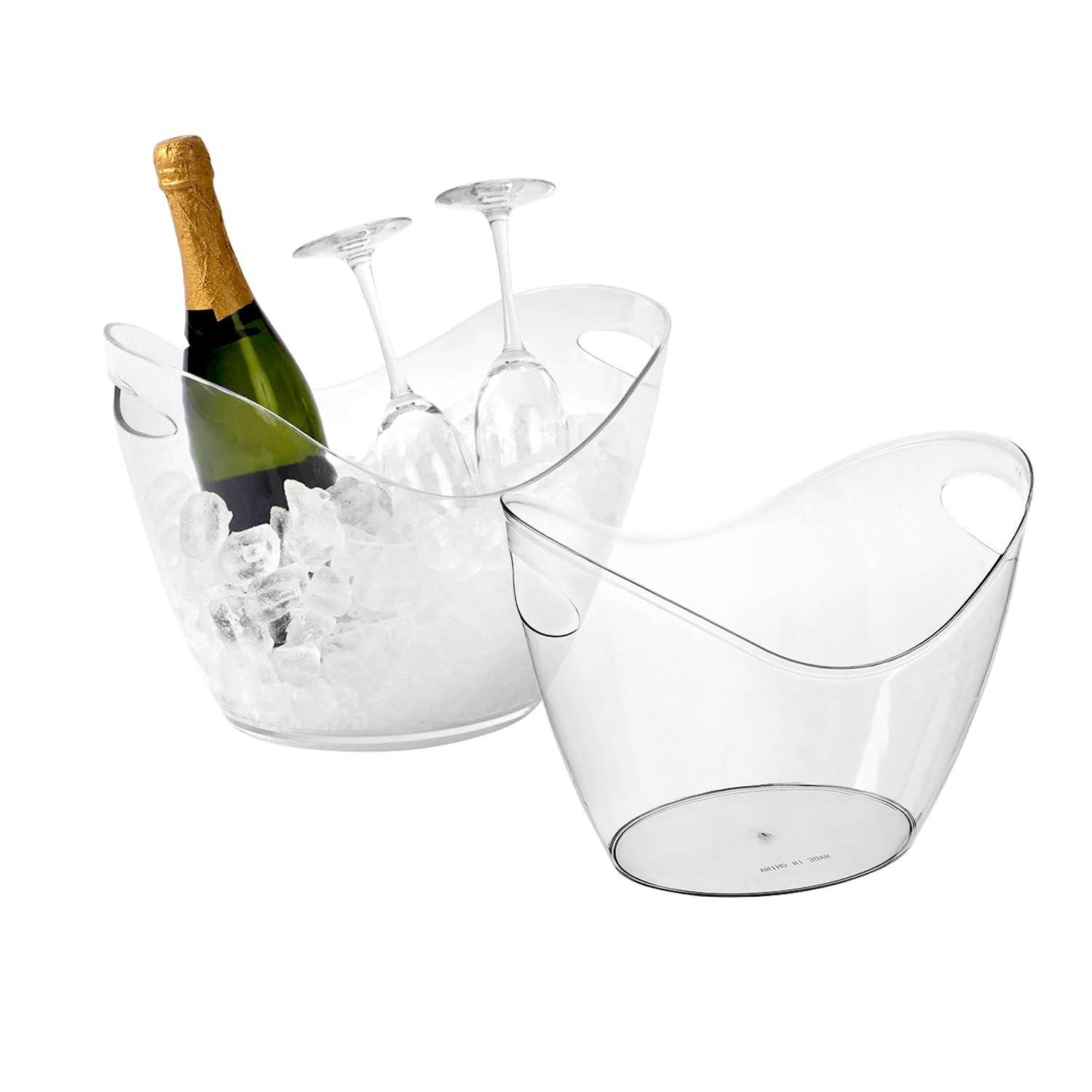 Photo 1 of 2 Pcs Ice Bucket 4 Liter Champagne Wine Bucket Clear Acrylic Beverage Tub Party Drinks Ice Tub for Wine, Champagne or Beer Bottles Bar Supplies