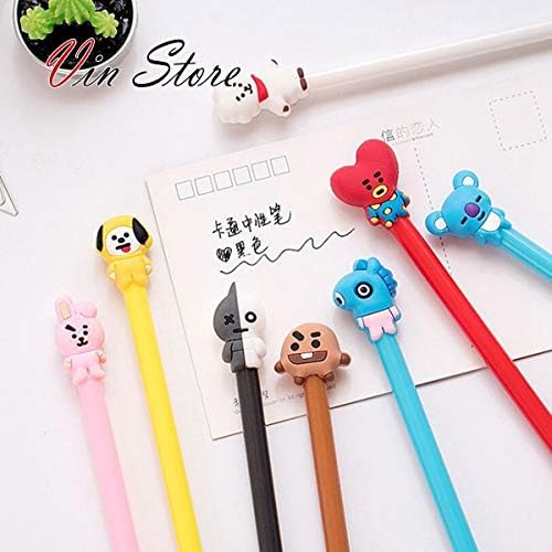 BT21 Pens BTS Bangtang Boys Kawaii Gel Pen For School Supply Black Writting Pens (8 Style)