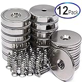 12 Packs of CMS Magnetics 88 LB Holding Power Neodymium Cup Magnets w/ #10 Countersunk Hole Dia 1.26" - Matching Strikers & Screws Included - Magnets Protected from Breaking | Magnetic Round Bases