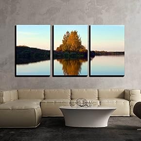 Beautiful Nature Autumn Wild Scenery Small River x3 Panels